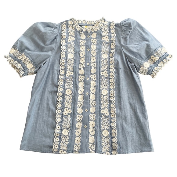 Boden Embroidered Short Sleeve Shirt (Rehab/Fixes Needed)  Size 12 - Picture 2 of 16